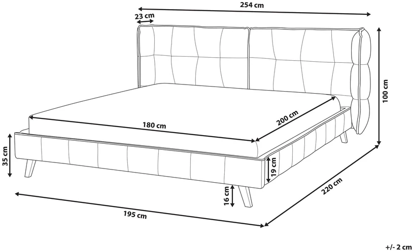 Beliani Velvetinė lova SENLIS 180 x 200 cm pilka