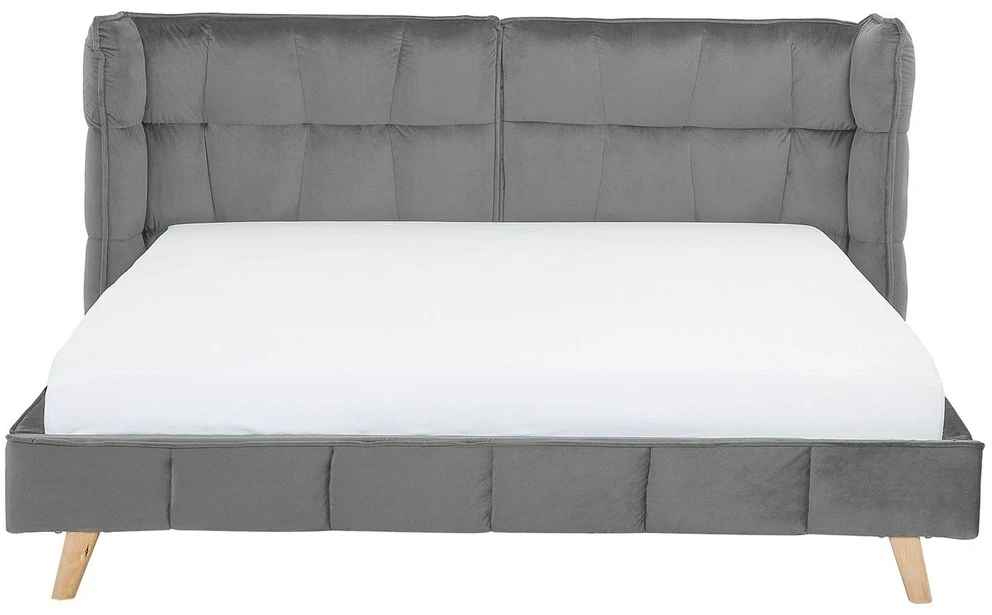 Beliani Velvetinė lova SENLIS 180 x 200 cm pilka