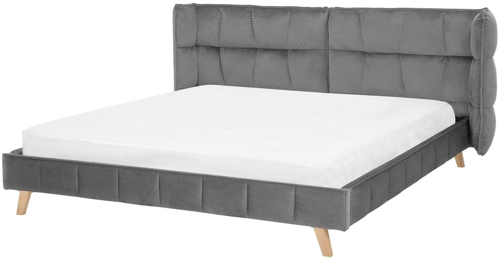 Beliani Velvetinė lova SENLIS 180 x 200 cm pilka