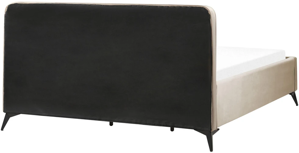 Beliani Velvetinė lova VALOGNES 180 x 200 cm smėlio pilkumo spalvos