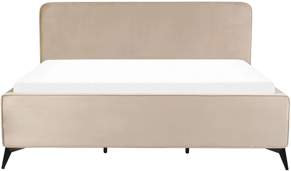 Beliani Velvetinė lova VALOGNES 180 x 200 cm smėlio pilkumo spalvos