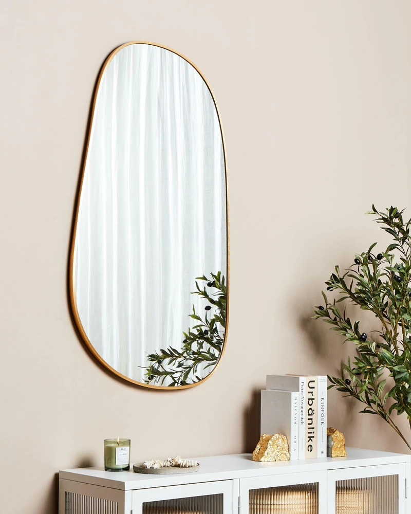 Beliani VERNAIS sieninis veidrodis 60 cm 110 cm metalinis auksinis