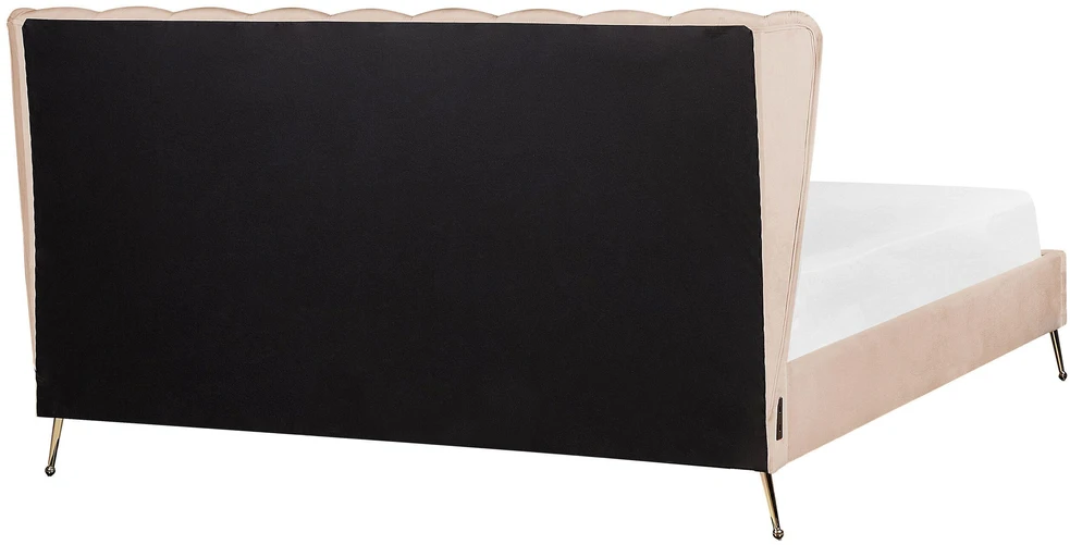 Beliani Viengulė aksominė lova MIRIBEL 180 x 200 cm, smėlio spalvos