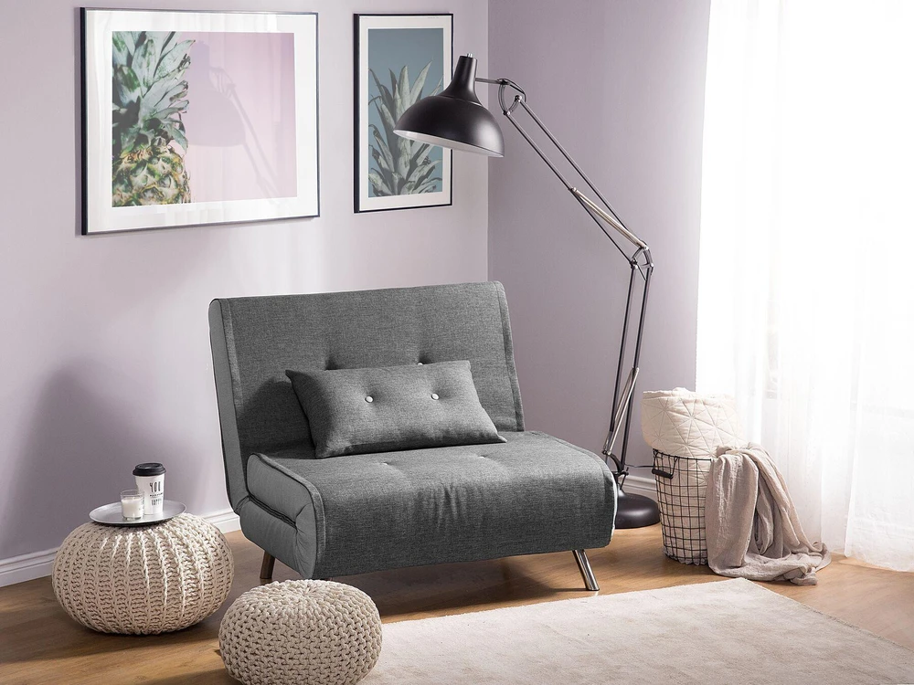 Beliani Viengulė išskleidžiama sofa FARRIS tamsiai pilka
