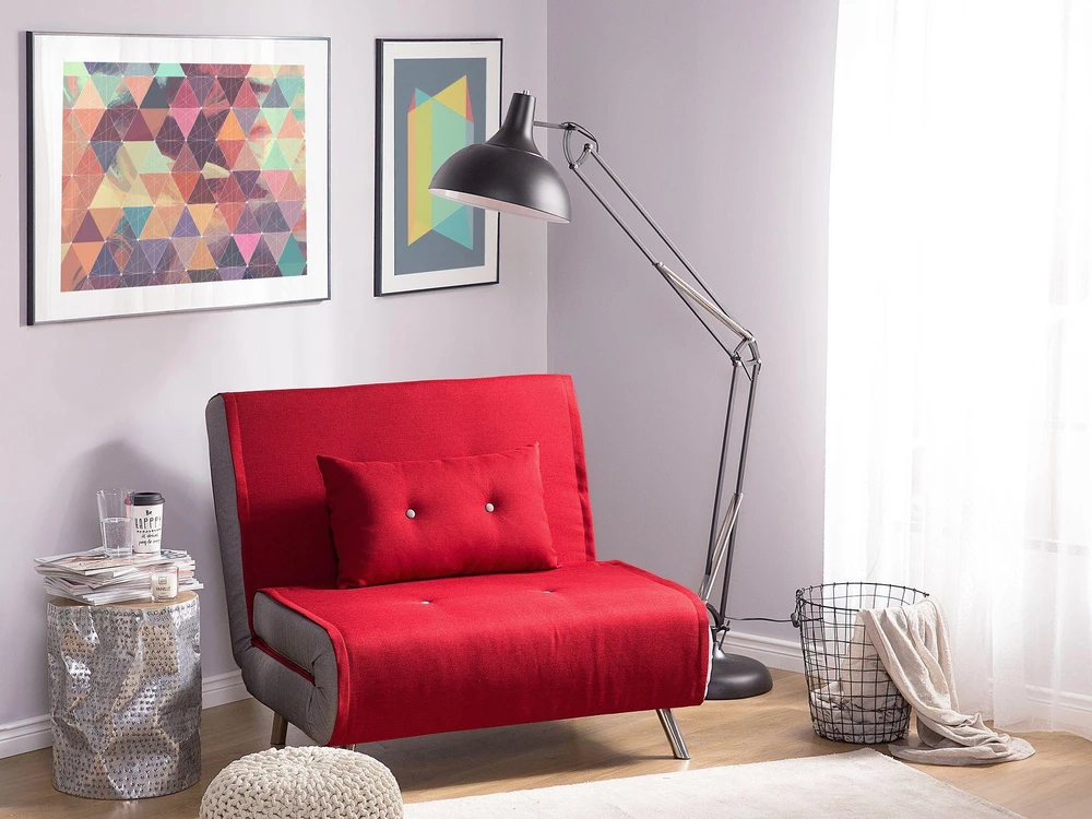 Beliani Viengulė išskleidžiama sofa FARRIS, raudona