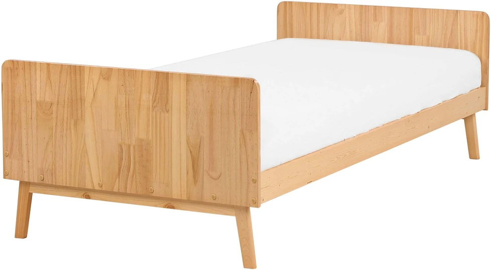Beliani Viengulė lova BONNAC 90 x 200 cm iš pušies medienos, šviesiai ruda
