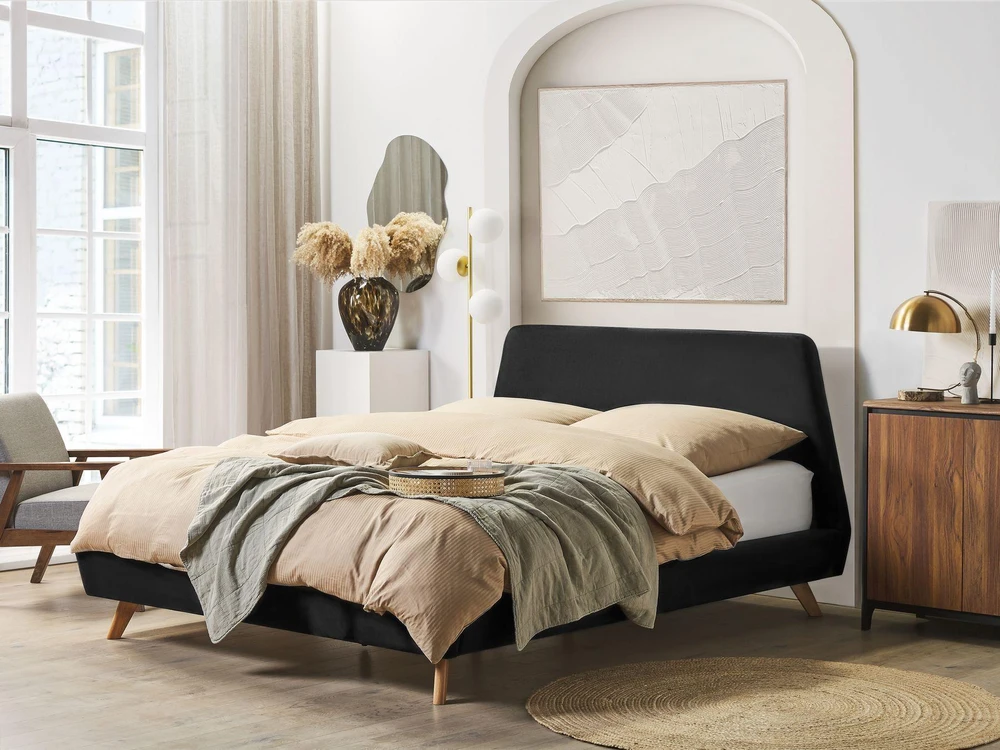 Beliani Viengulė lova VIENNE 180 x 200 cm, juoda
