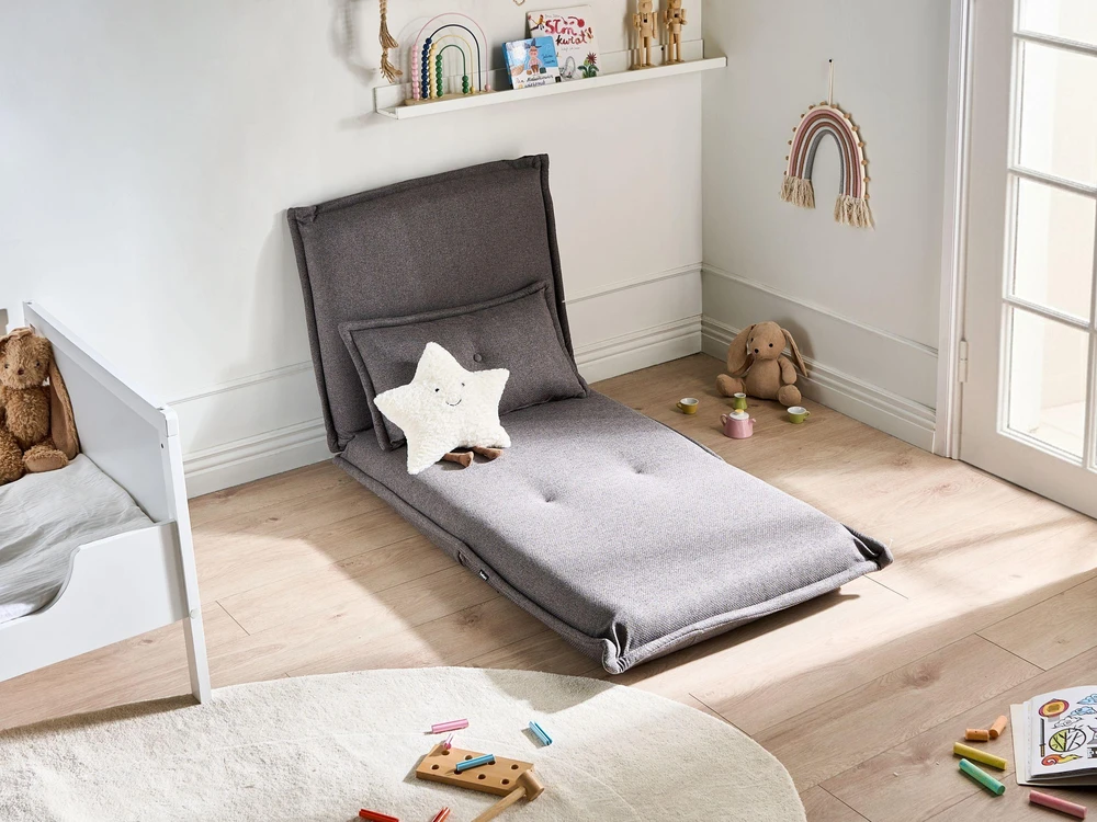 Beliani Vienvietė išskleidžiama sofa DELLEN tamsiai pilka