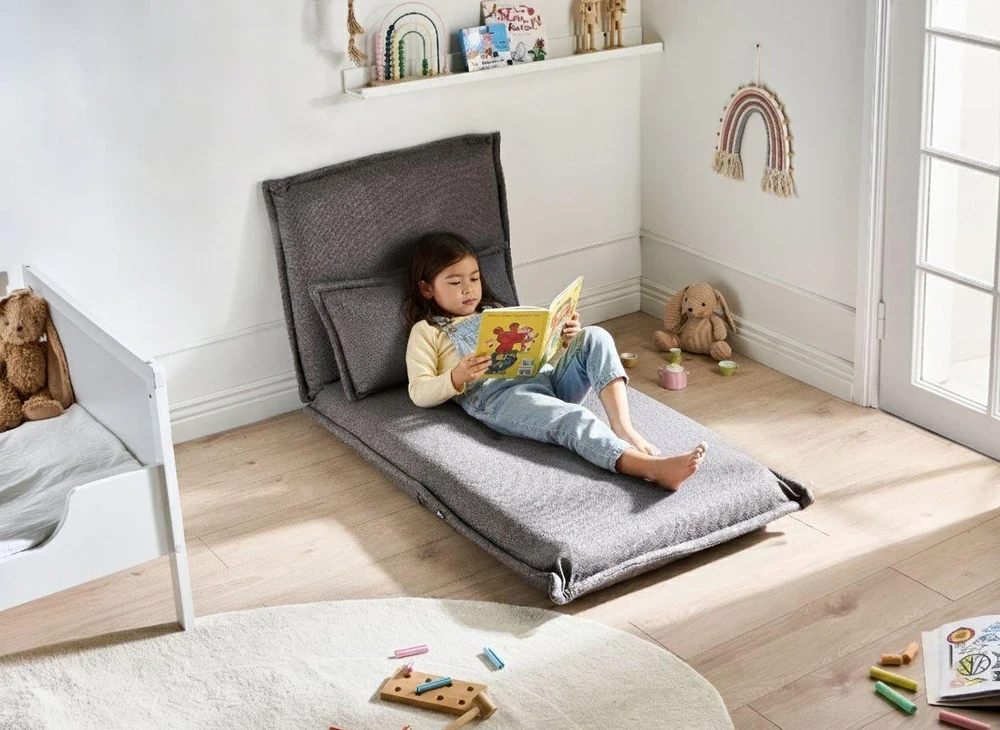 Beliani Vienvietė išskleidžiama sofa DELLEN tamsiai pilka