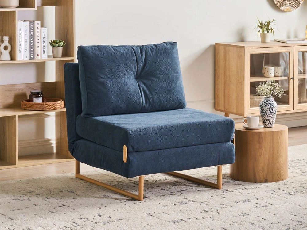 Beliani Vienvietė išskleidžiama sofa JERSLEV, mėlyna