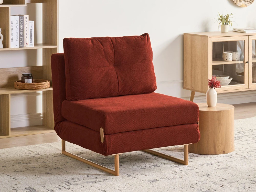 Beliani Vienvietė išskleidžiama sofa JERSLEV, raudona