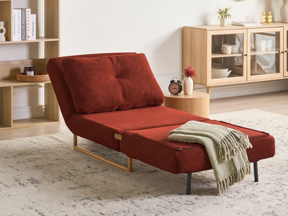 Beliani Vienvietė išskleidžiama sofa JERSLEV, raudona