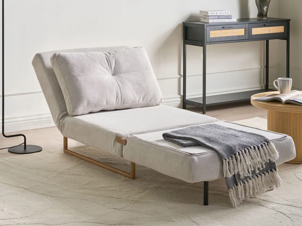 Beliani Vienvietė išskleidžiama sofa JERSLEV, kreminės spalvos