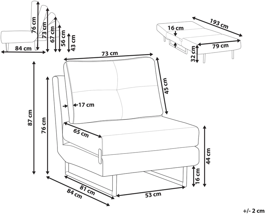 Beliani Vienvietė išskleidžiama sofa JERSLEV, raudona