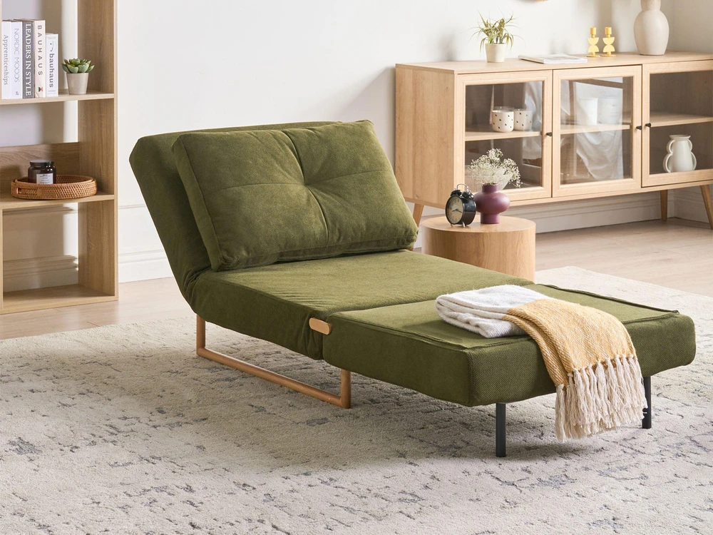 Beliani Vienvietė išskleidžiama sofa JERSLEV, žalia