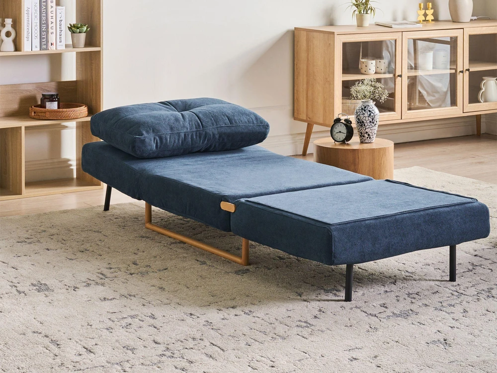 Beliani Vienvietė išskleidžiama sofa JERSLEV, mėlyna