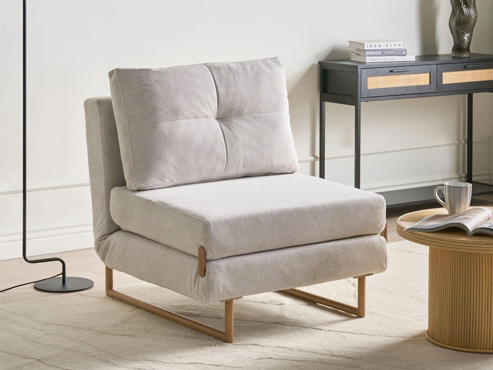 Beliani Vienvietė išskleidžiama sofa JERSLEV, kreminės spalvos