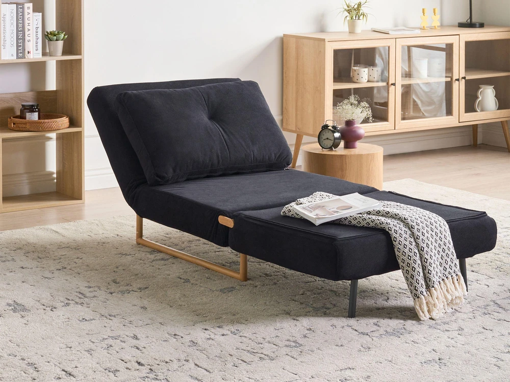Beliani Vienvietė išskleidžiama sofa JERSLEV juoda