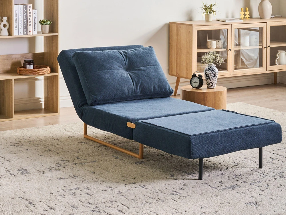 Beliani Vienvietė išskleidžiama sofa JERSLEV, mėlyna