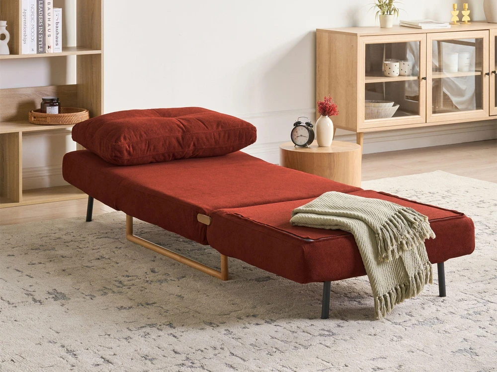 Beliani Vienvietė išskleidžiama sofa JERSLEV, raudona