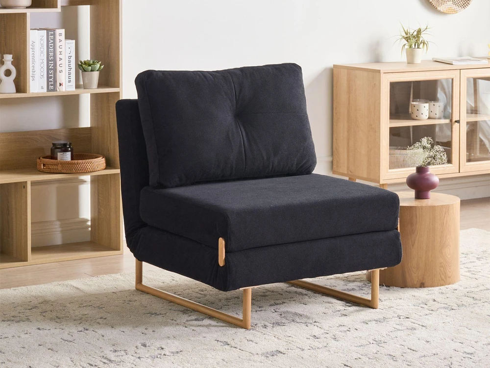 Beliani Vienvietė išskleidžiama sofa JERSLEV juoda