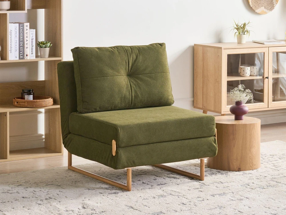 Beliani Vienvietė išskleidžiama sofa JERSLEV, žalia