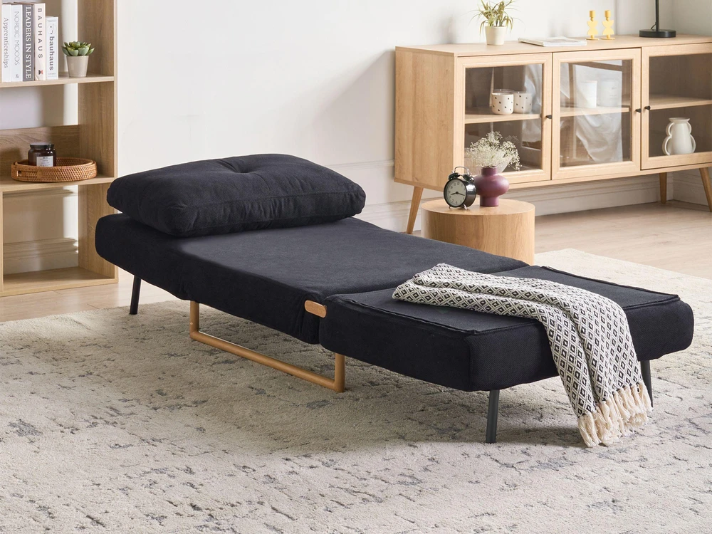 Beliani Vienvietė išskleidžiama sofa JERSLEV juoda