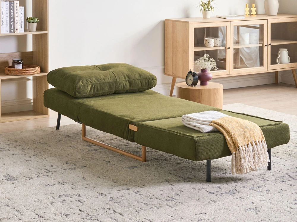 Beliani Vienvietė išskleidžiama sofa JERSLEV, žalia