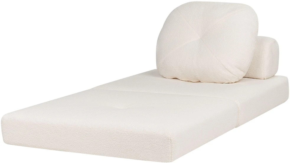 Beliani Vienvietė išskleidžiama sofa OLDEN Boucle balta