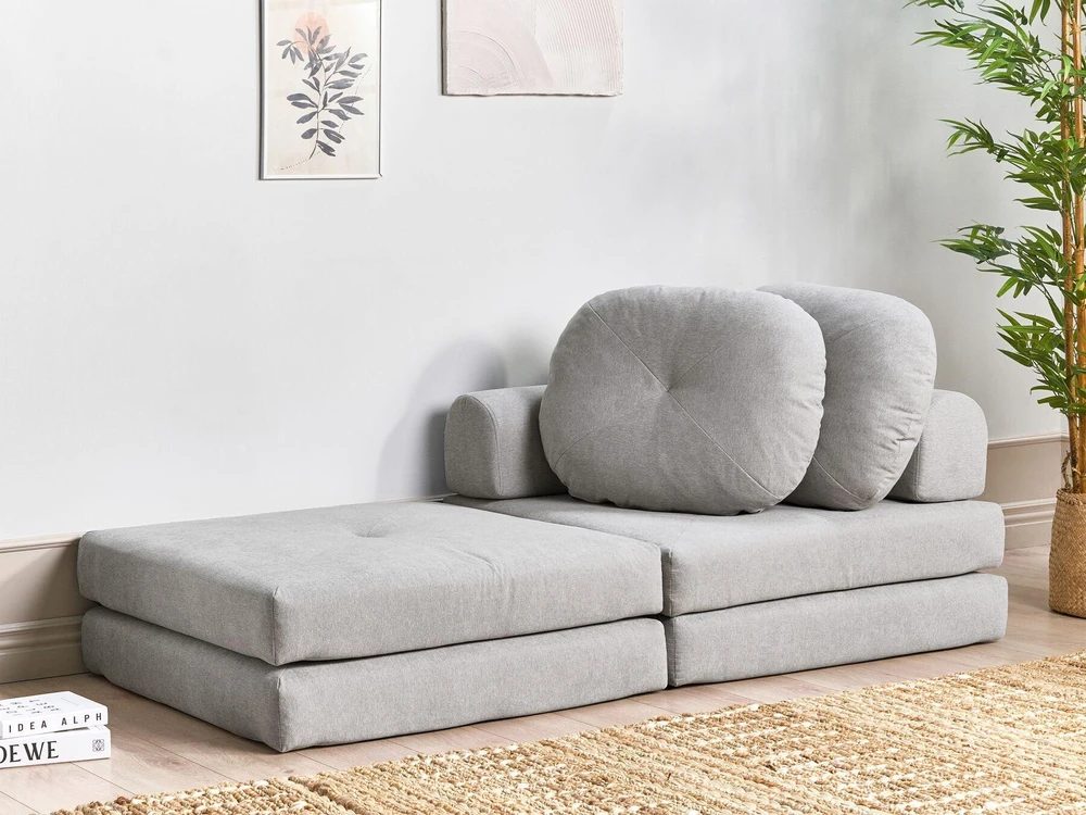 Beliani Vienvietė išskleidžiama sofa OLDEN šviesiai pilka