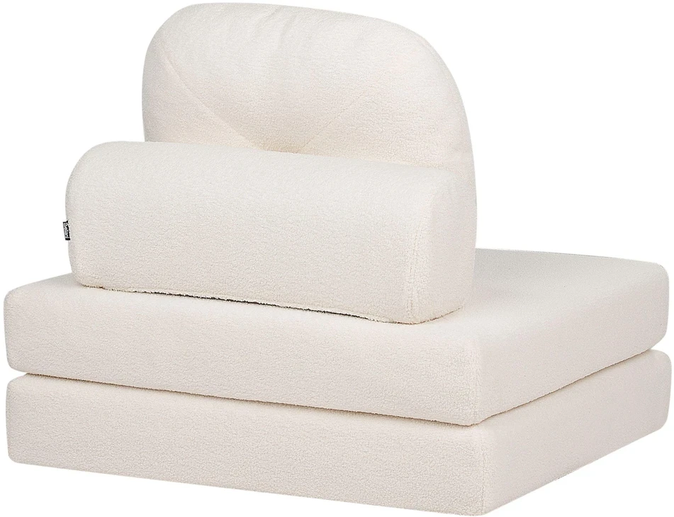 Beliani Vienvietė išskleidžiama sofa OLDEN Boucle balta