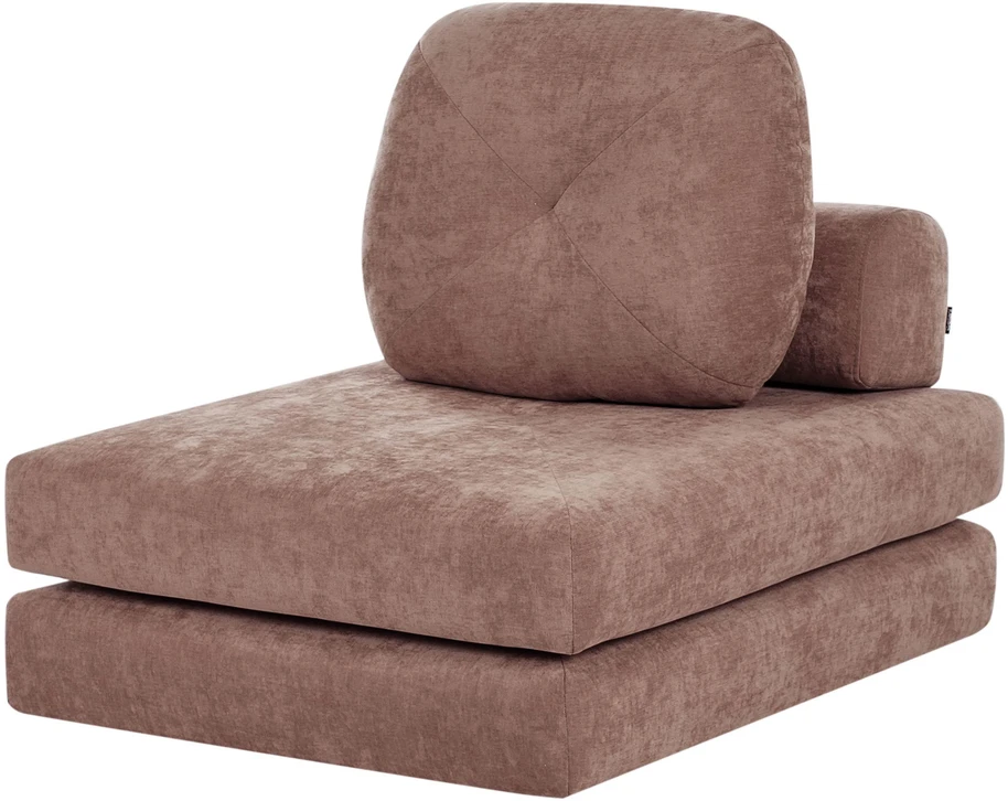 Beliani Vienvietė išskleidžiama sofa OLDEN, rudos spalvos šenilo audinys