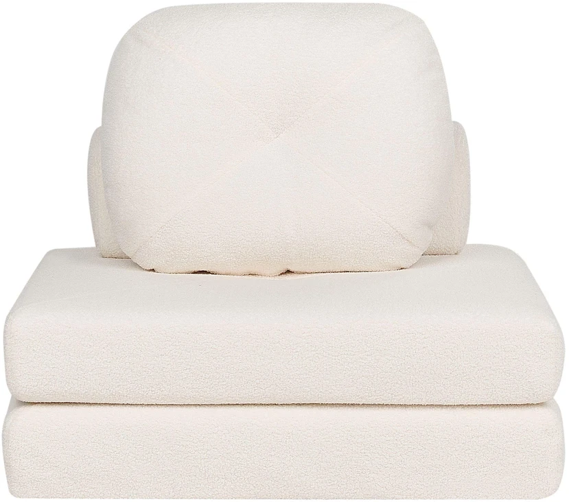 Beliani Vienvietė išskleidžiama sofa OLDEN Boucle balta