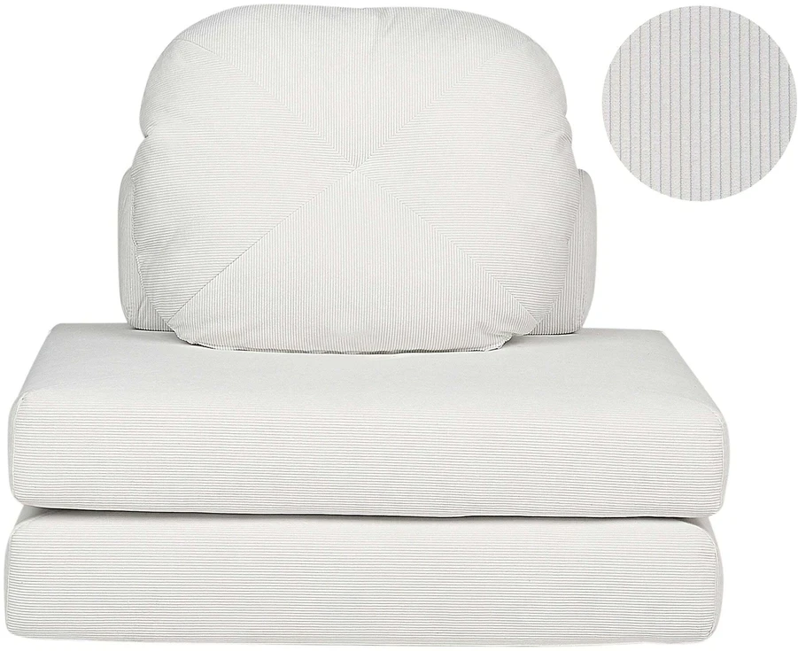 Beliani Vienvietė išskleidžiama sofa OLDEN, velvetas, kreminė balta