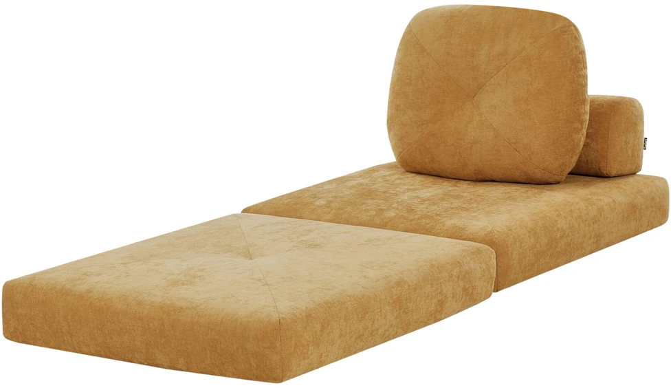 Beliani Vienvietė išskleidžiama sofa OLDEN, geltonas šenilinis audinys