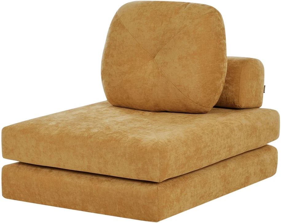 Beliani Vienvietė išskleidžiama sofa OLDEN, geltonas šenilinis audinys