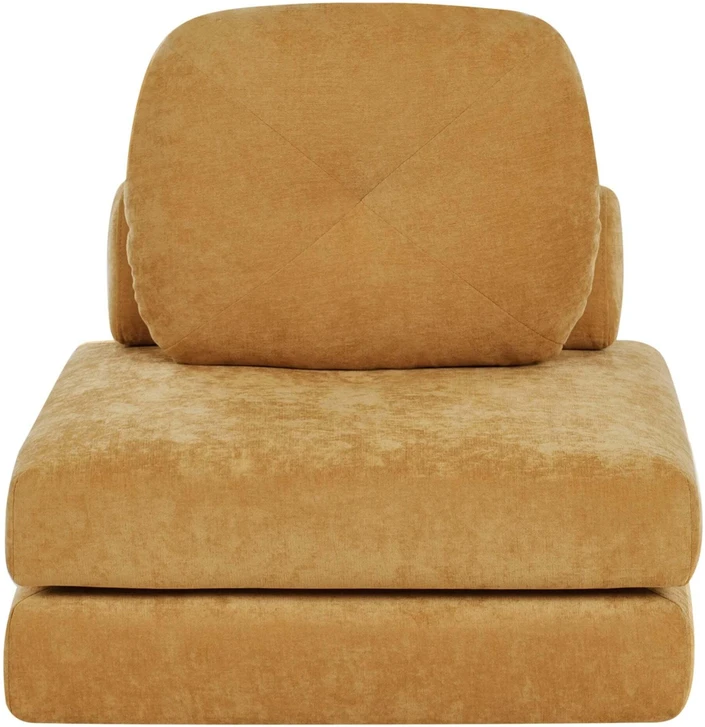 Beliani Vienvietė išskleidžiama sofa OLDEN, geltonas šenilinis audinys