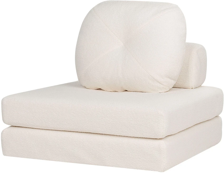 Beliani Vienvietė išskleidžiama sofa OLDEN Boucle balta