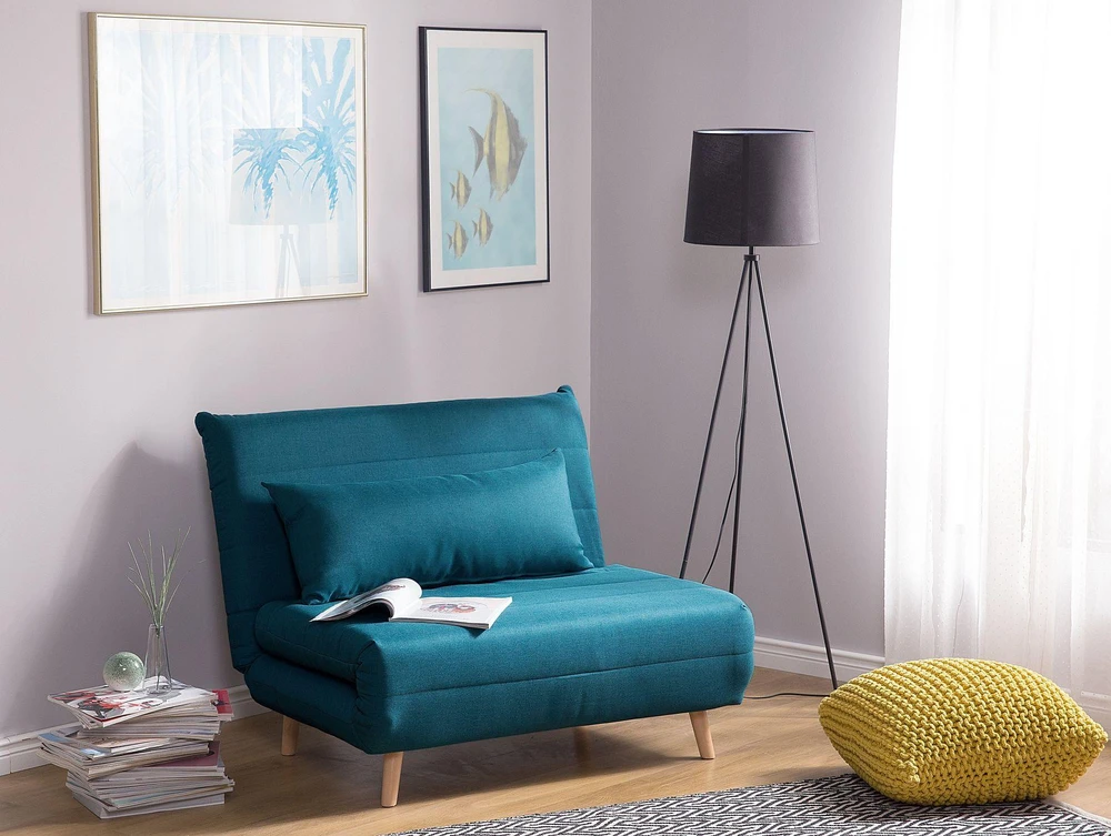 Beliani Vienvietė išskleidžiama sofa SETTEN, melsva