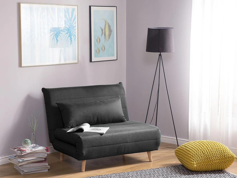 Beliani Vienvietė išskleidžiama sofa SETTEN tamsiai pilka