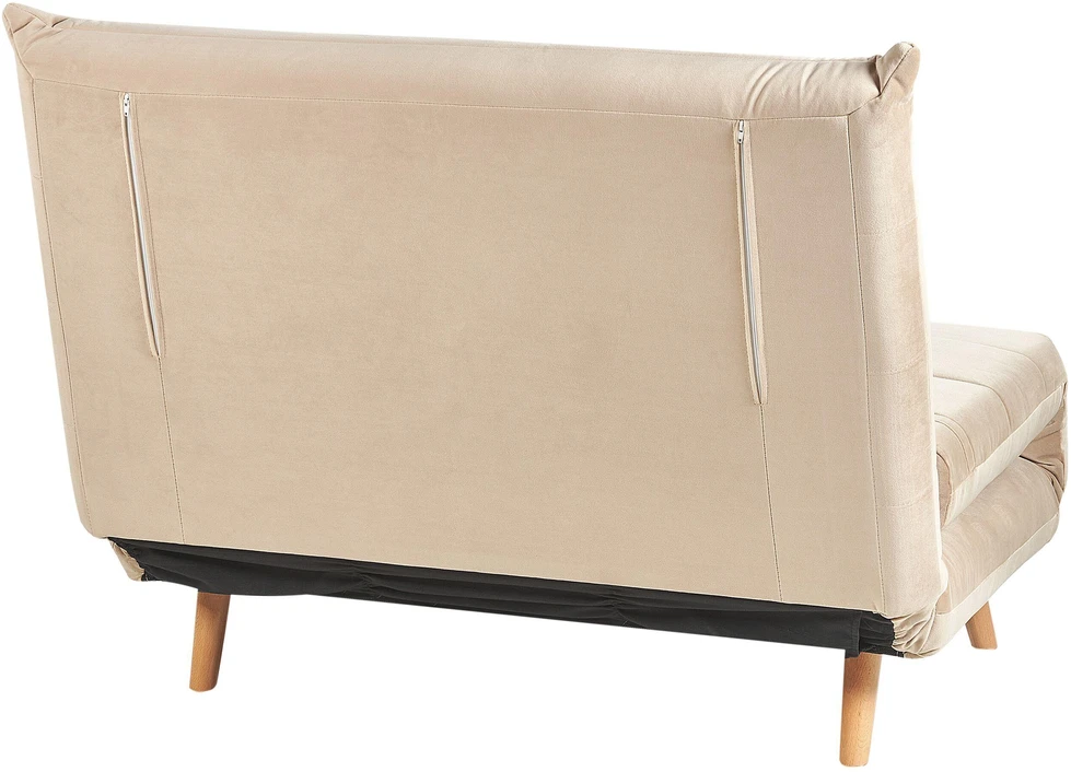 Beliani Vienvietė išskleidžiama sofa SETTEN, veliūras, smėlio spalvos