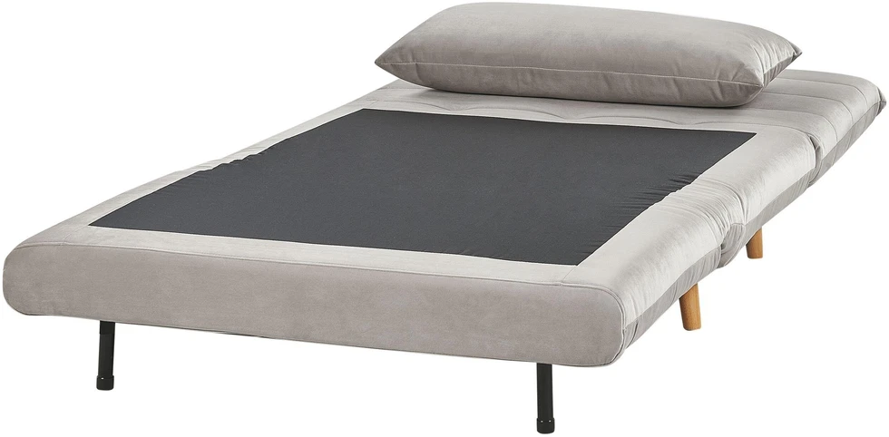 Beliani Vienvietė išskleidžiama sofa SETTEN, veliūras, šviesiai pilka