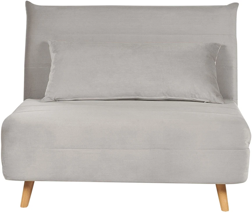 Beliani Vienvietė išskleidžiama sofa SETTEN, veliūras, šviesiai pilka