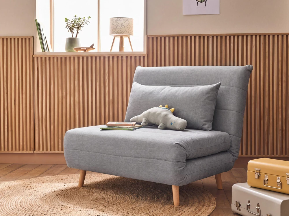 Beliani Vienvietė išskleidžiama sofa SETTEN, šviesiai pilka