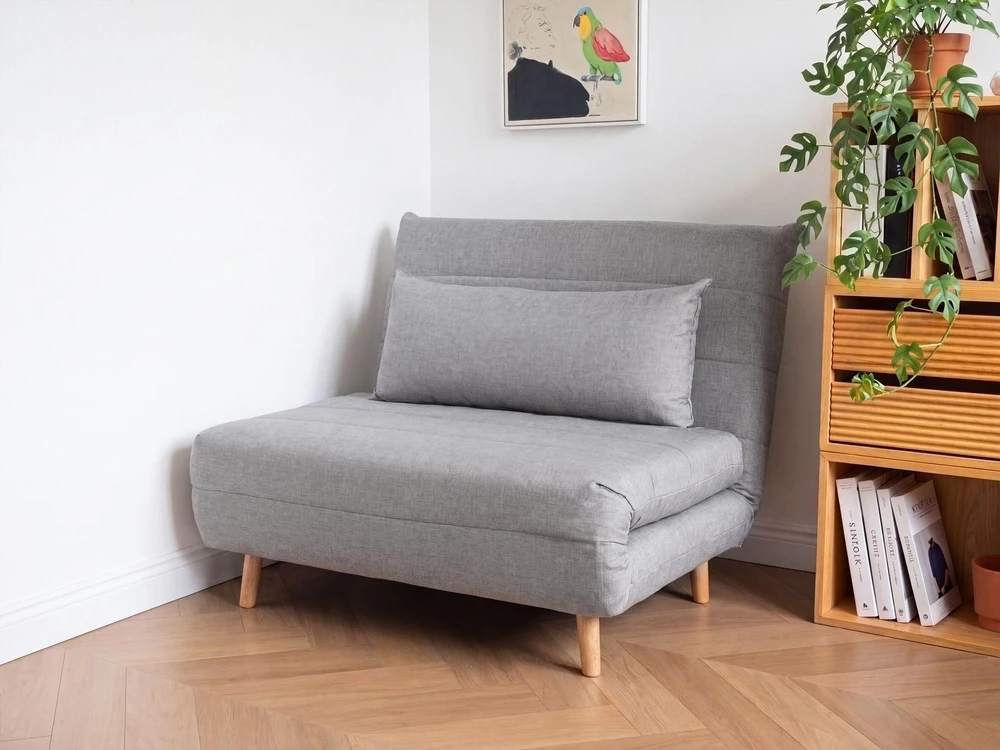 Beliani Vienvietė išskleidžiama sofa SETTEN, šviesiai pilka