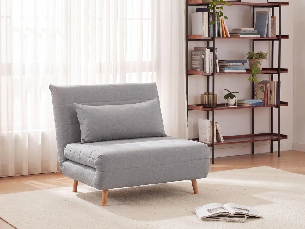 Beliani Vienvietė išskleidžiama sofa SETTEN, šviesiai pilka