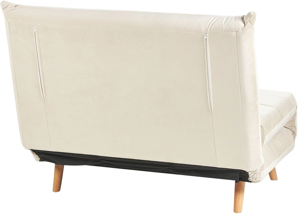Beliani Vienvietė išskleidžiama sofa SETTEN, veliūras, šviesiai smėlio spalvos