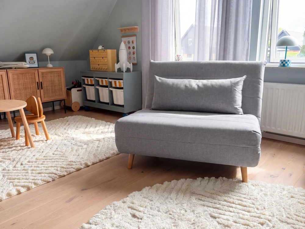 Beliani Vienvietė išskleidžiama sofa SETTEN, šviesiai pilka