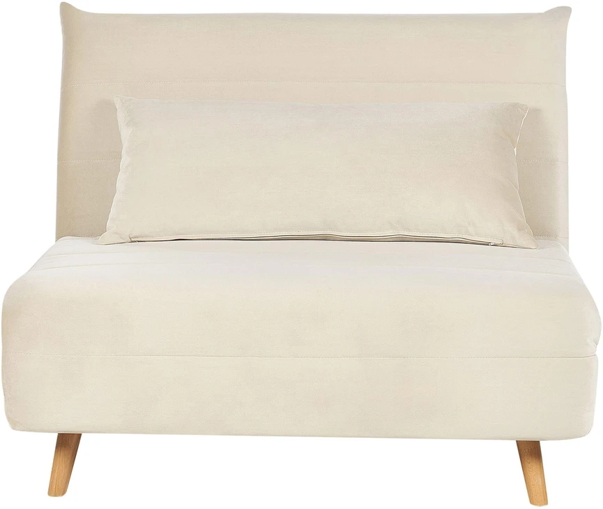 Beliani Vienvietė išskleidžiama sofa SETTEN, veliūras, šviesiai smėlio spalvos