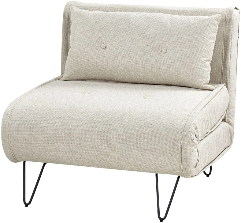 Beliani Vienvietė išskleidžiama sofa VESTFOLD, šviesiai smėlio spalvos